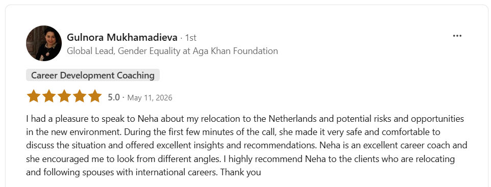 LinkedIn recommendation from Gulnora Mukhamadieva, Global Lead, Gender Equality at Aga Khan Foundation